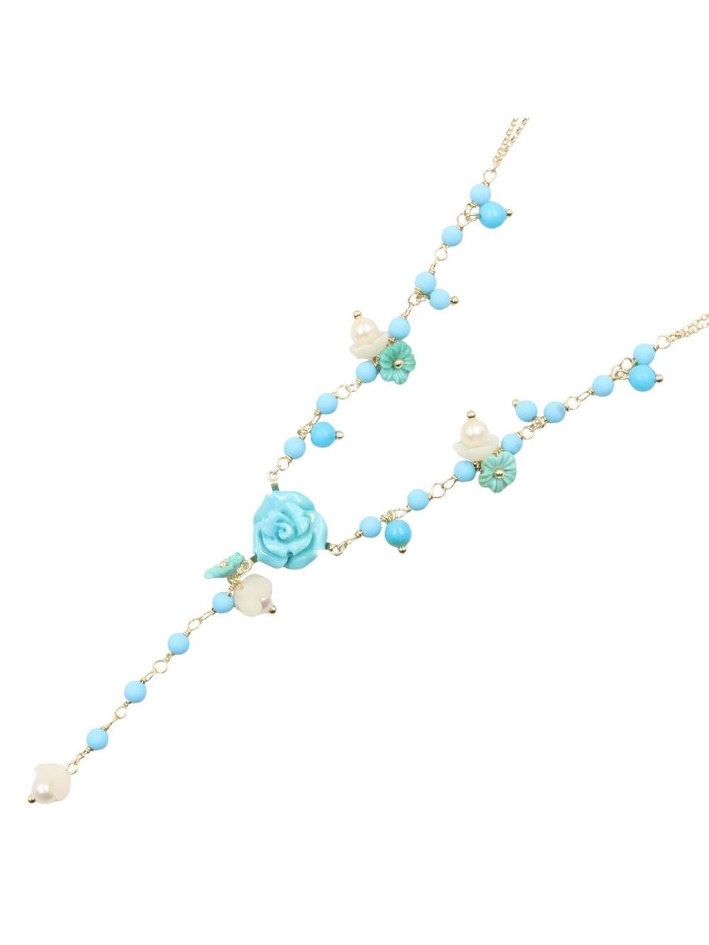 Jewelry Necklace 18Kyg Yellow Gold Blue #280440J88B